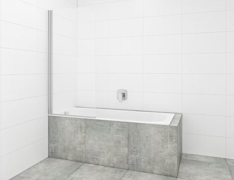 Vanová zástěna SAT Chrome s chromovým profilem, otočným panelem a sklem s úpravou EasyClean, výška 150 cm.