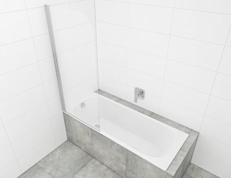 Vanová zástěna SAT Chrome s chromovým profilem, otočným panelem a sklem s úpravou EasyClean, výška 150 cm.
