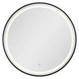 Kulaté koupelnové zrcadlo SAT s LED osvětlením a senzorem, průměr 70 cm, černé provedení.