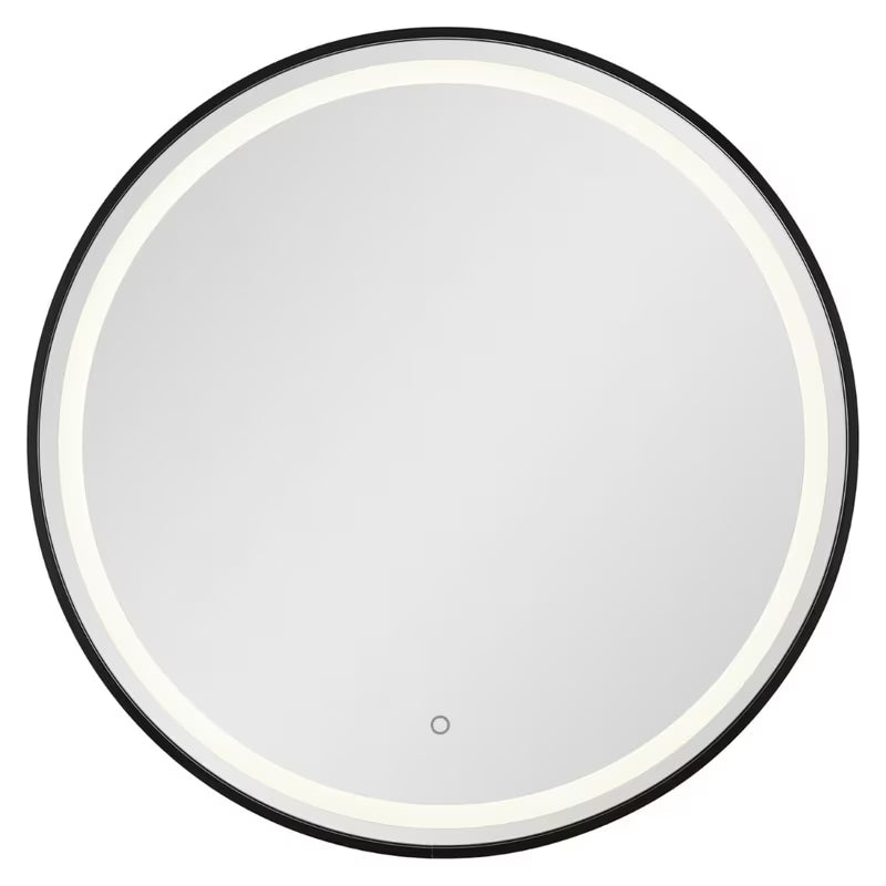 Kulaté koupelnové zrcadlo SAT s LED osvětlením a senzorem, průměr 70 cm, černé provedení.