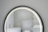 Kulaté koupelnové zrcadlo SAT s LED osvětlením a senzorem, průměr 70 cm, černé provedení.