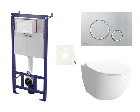 Závěsný WC set VitrA Sento se skrytou nádržkou a sedátkem pro instalaci do lehkých stěn nebo předstěny.