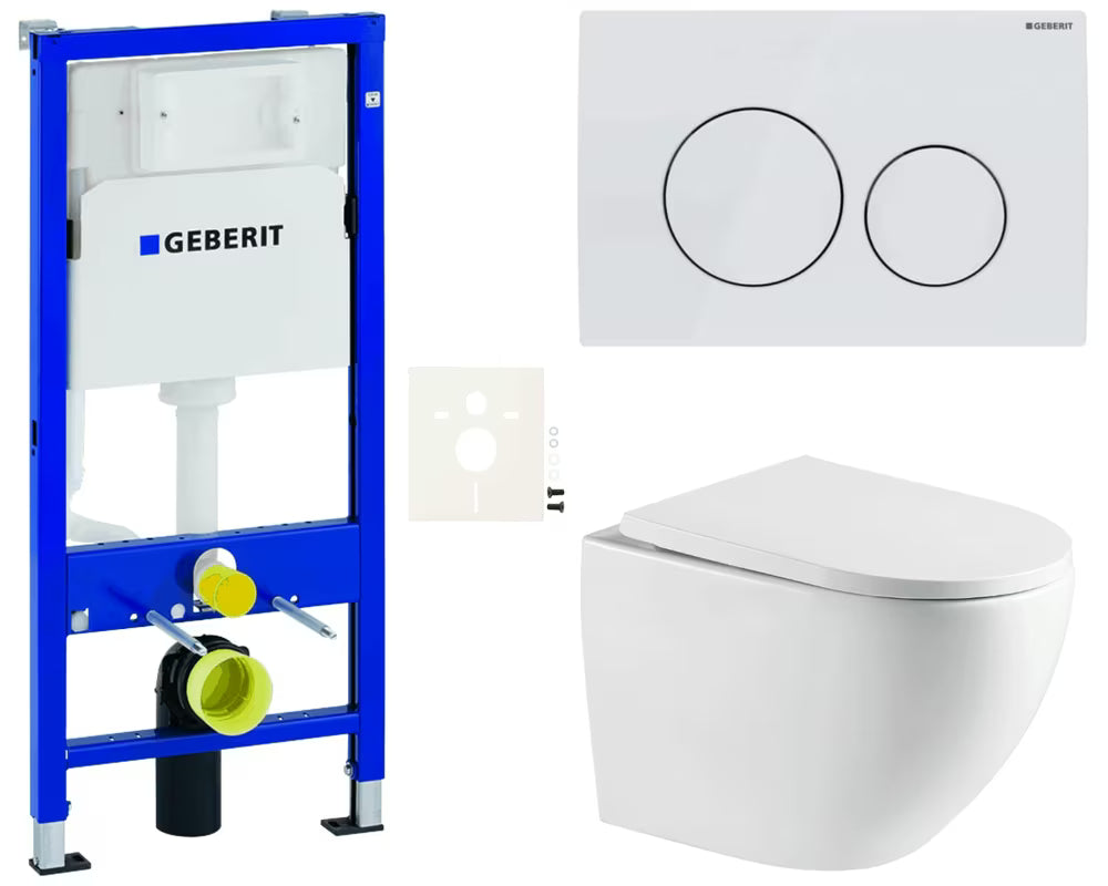 Závěsný WC set SAT s modulem Geberit Duofix, nádržkou, tlačítkem Delta a duroplastovým sedátkem