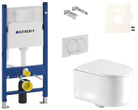 Závěsný WC set SAT s modulem Duofix, nádržkou Geberit, tlačítkem Delta a sedátkem SoftClose