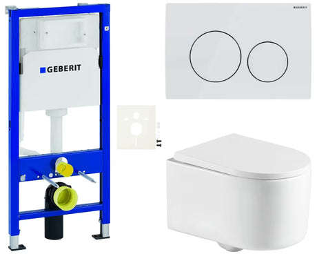 Závěsný WC set SAT s modulem Geberit Duofix, nádržkou, ovládacím tlačítkem Delta a sedátkem