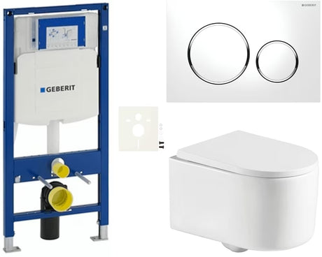 Závěsný WC set SAT Tornado s vírovým splachováním a modulem Geberit Duofix s ovládacím tlačítkem Sigma