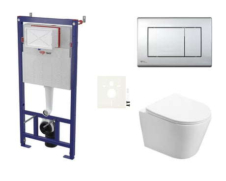 Závěsný WC set SAT Infinitio s předstěnovým modulem, černým ovládacím tlačítkem a sedátkem SoftClose