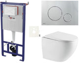 Závěsný WC set SAT s modulem do lehkých stěn, nádržkou, ovládacím tlačítkem v chrom lesku a duroplastovým sedátkem.