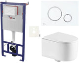 Závěsný WC set SAT pro předstěnovou montáž s tlačítkem v bílé mat a sedátkem SoftClose