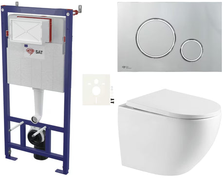 Závěsný WC set SAT Fusion s vírovým splachováním, podomítkovým modulem a sedátkem SoftClose