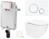 Závěsný WC set SAT Fusion s vírovým splachováním, modulem k zazdění, nádržkou a tlačítkem bílá mat