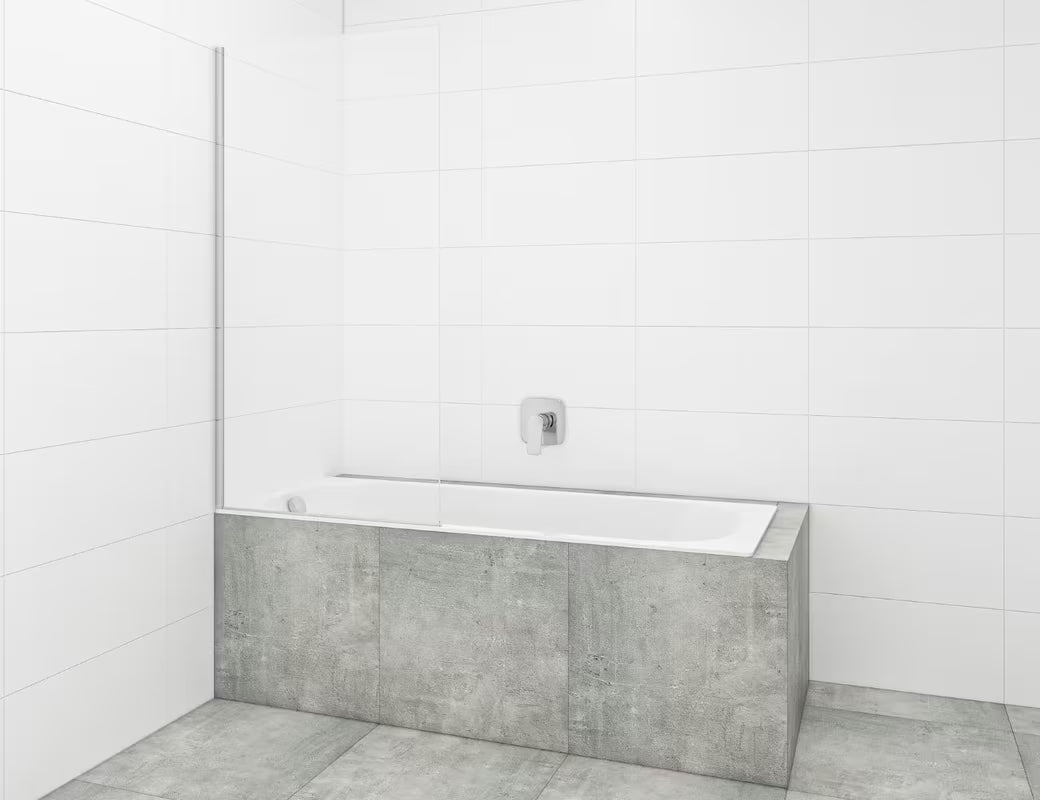 Pevná vanová zástěna SAT Chrome 150x80 cm s chromovým profilem a sklem s úpravou EasyClean.