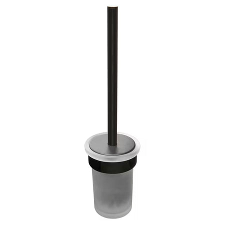 Nástěnná WC štětka SAT Simply R v provedení PVD Gun Metal s nádobkou z mléčného skla.