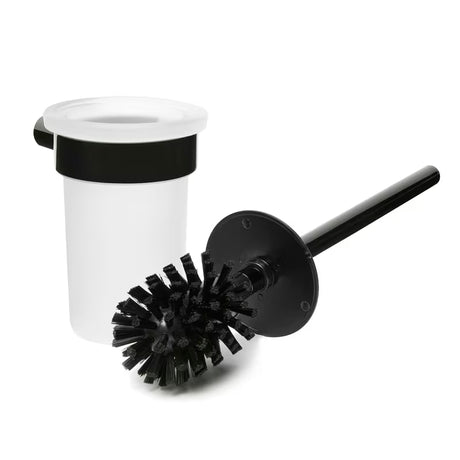 Nástěnná WC štětka SAT Simply R v provedení PVD Gun Metal s nádobkou z mléčného skla.