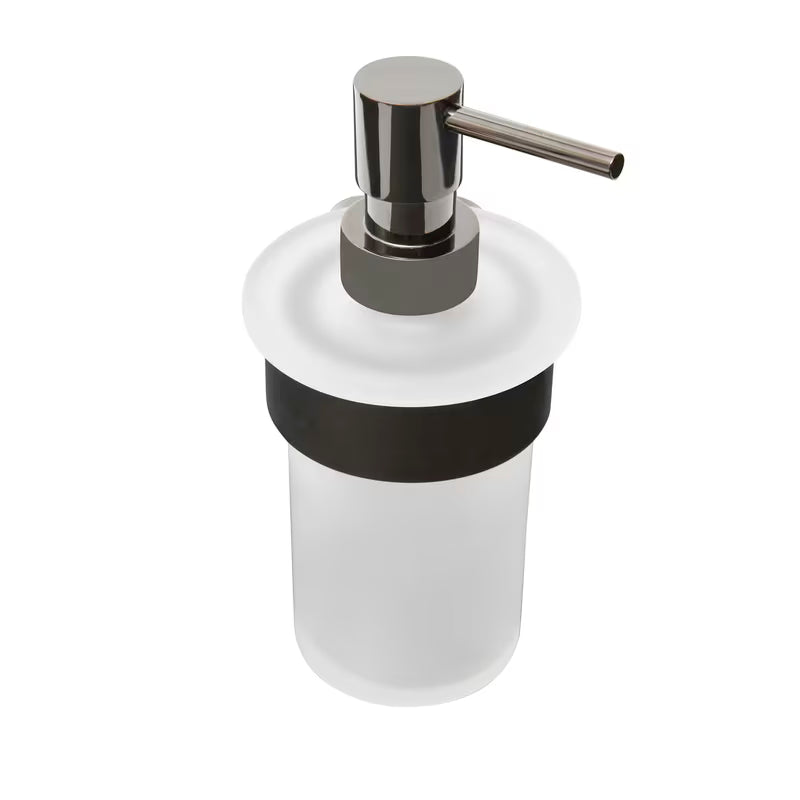 Nástěnný dávkovač mýdla SAT Simply R s PVD povrchem gun metal a matným sklem