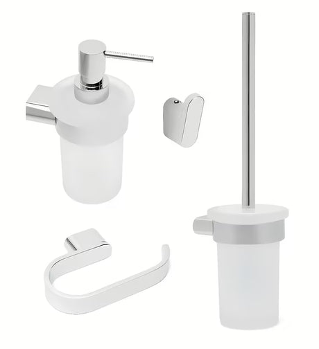 Sada koupelnových doplňků SAT Simply R v moderním jednotném designu pro sladěnou koupelnu.