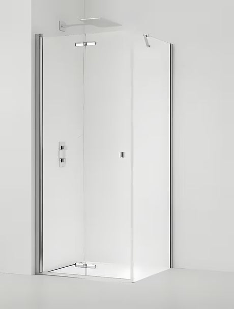 Čtvercový sprchový kout SAT Sk 100x100 cm v lesklém chromu s čirým sklem a skládacími dveřmi
