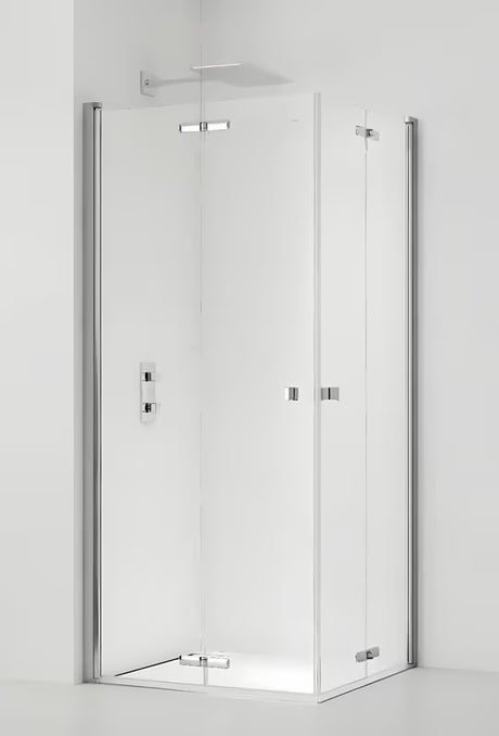 Čtvercový sprchový kout SAT Sk 80x80 cm v lesklém chromu s čirým sklem a zalamovacími dveřmi