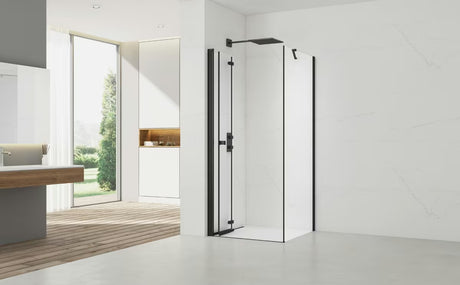 Čtvercový sprchový kout SAT SK 80x80 cm s černými profily a čirým sklem