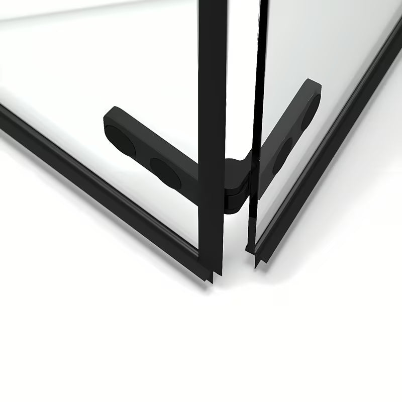 Obdélníkový sprchový kout SAT Sk 100x90 cm v černém provedení s čirým sklem a skládacími dveřmi.