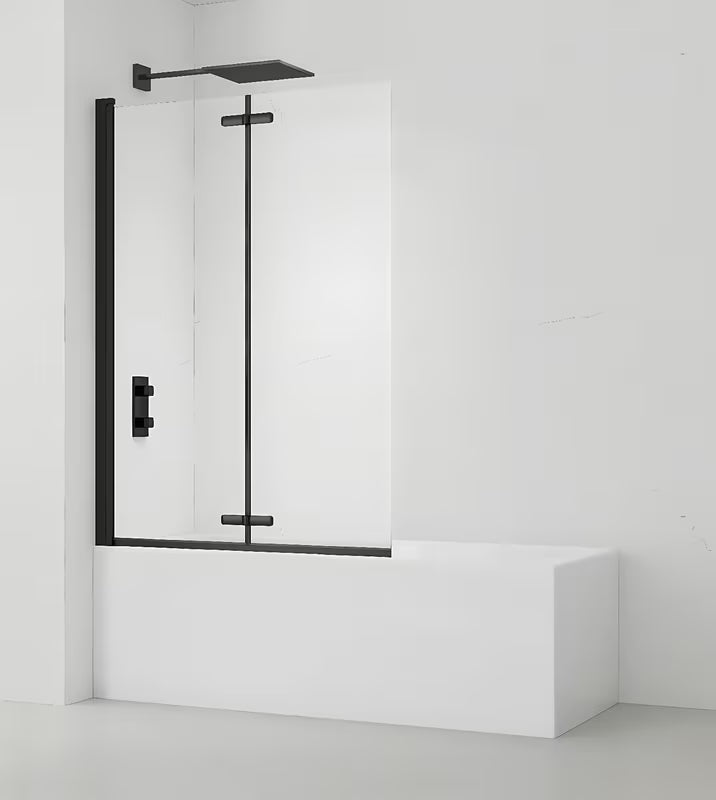 Černá vanová zástěna SAT SK 150x105 cm s čirým sklem a zalamovacím otevíráním