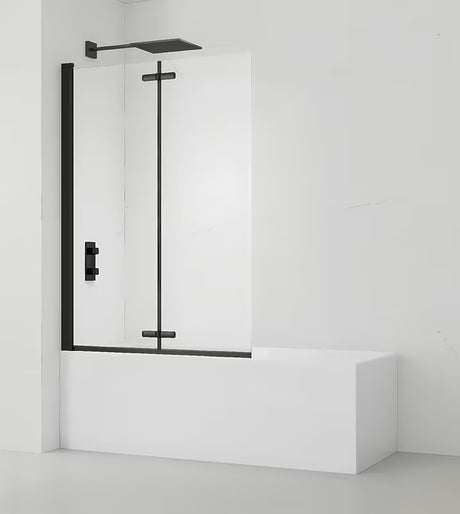 Černá vanová zástěna SAT SK 150x105 cm s čirým sklem a zalamovacím otevíráním