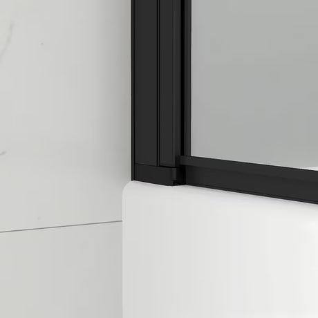 Černá vanová zástěna SAT SK 150x105 cm s čirým sklem a zalamovacím otevíráním