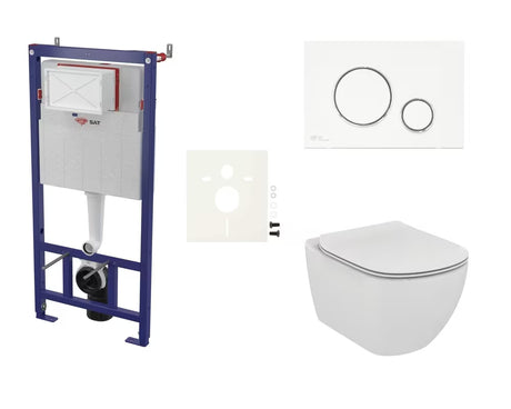 Závěsný WC set Ideal Standard Tesi s technologií Aquablade a nádržkou SAT v bílé lesklé úpravě