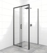 Obdélníkový sprchový kout SAT Tex BB 120 x 100 cm s černými profily a čirým sklem