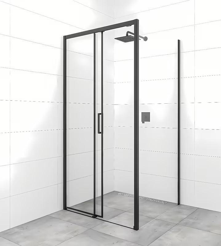 Pravokutna tuš kabina SAT Tex BB 120x80 cm s crnim profilima i prozirnim staklom