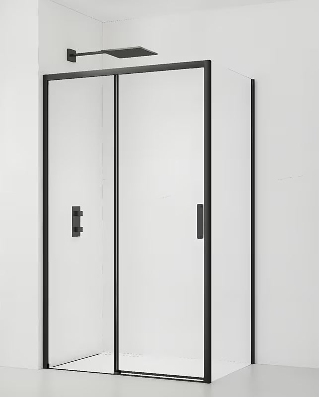 Obdélníkový sprchový kout SAT Tex BB 140x90 cm s černými profily a čirým sklem