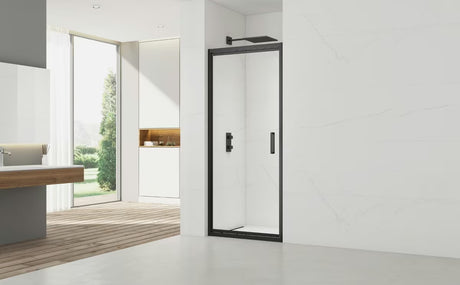 Sprchové dveře SAT Tex-C 100 cm v černém provedení s posuvným otevíráním a čirým sklem Easyclean.