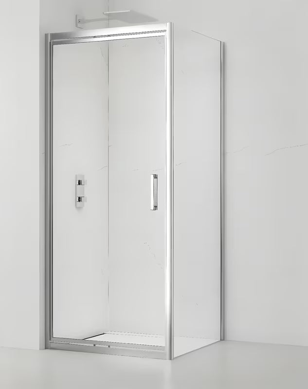 Čtvercový sprchový kout SAT Tex-C 100x100 cm s posuvnými dveřmi, čirým sklem a chromovým rámem