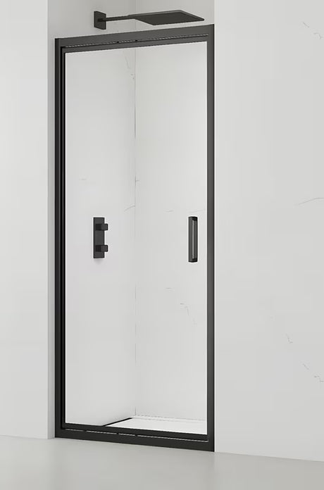 Černé posuvné sprchové dveře SAT Tex-C 90 cm s čirým bezpečnostním sklem a úpravou Easyclean.