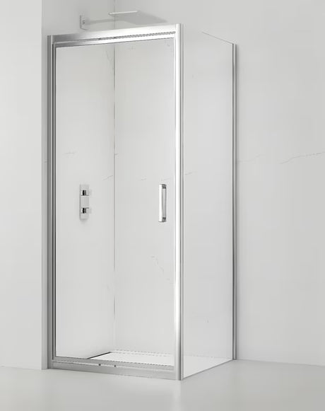 Obdélníkový sprchový kout SAT Tex-C 90x80 cm s posuvnými dveřmi, čirým sklem a chromovým rámem