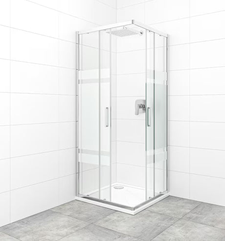 Čtvercový sprchový kout SAT Tex 80x80 cm s čirým sklem Stripe a profily v lesklém chromu