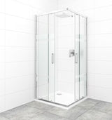 Čtvercový sprchový kout SAT Tex 90x90 cm v lesklém chromu s čirým sklem a dekorem Stripe