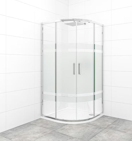 Čtvrtkruhový sprchový kout SAT Tex 90x90 cm s čirým sklem Stripe a profily v lesklém chromu