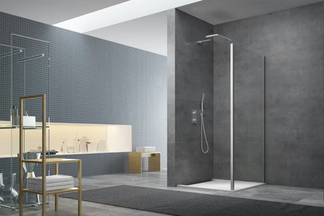 Boční zástěna ke sprchovým dveřím SAT Tex 90 cm v lesklém chromu s čirým sklem a úpravou Easy Clean.