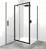 Obdélníkový sprchový kout SAT Tex 100×90 cm s čirým sklem a černými matnými profily