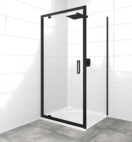 Obdélníkový sprchový kout SAT Tex 90x80 cm s čirým sklem a černými matnými profily