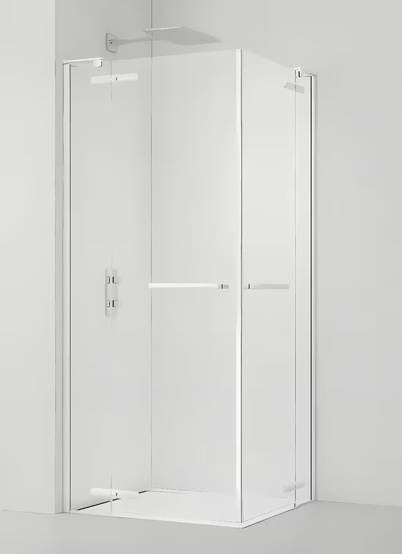 Obdélníkový bezrámový sprchový kout SAT TGD New 100x90 cm s transparentním sklem a bílými prvky