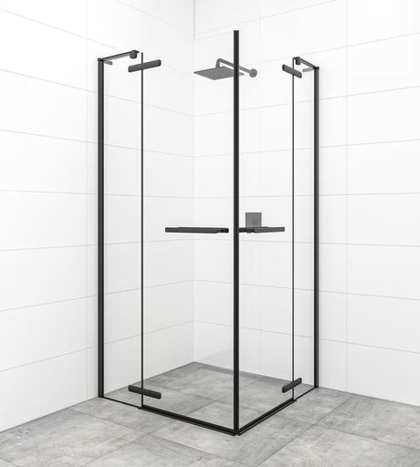 Tečajna tuš vrata SAT Tgd New 100 cm v mat črni barvi s prozornim steklom in premazom Easyclean.