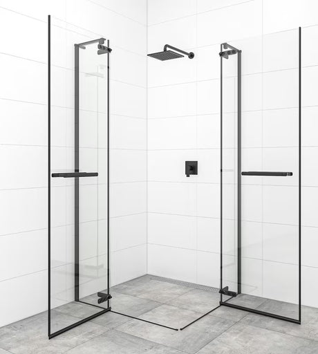 Tečajna tuš vrata SAT Tgd New 100 cm v mat črni barvi s prozornim steklom in premazom Easyclean.