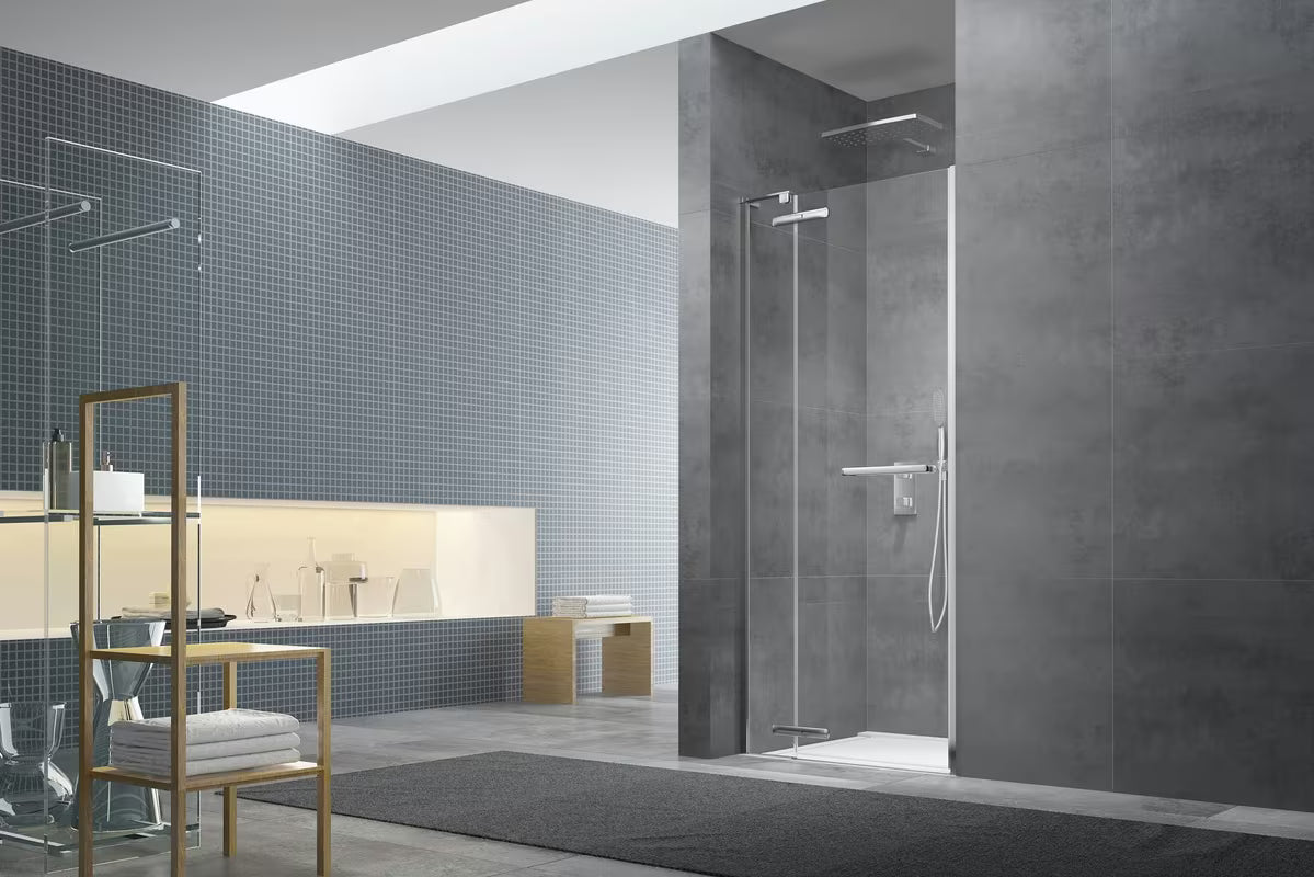 Sprchové pantové dveře SAT TGD New 120 cm v chromu s čirým sklem a úpravou Easyclean