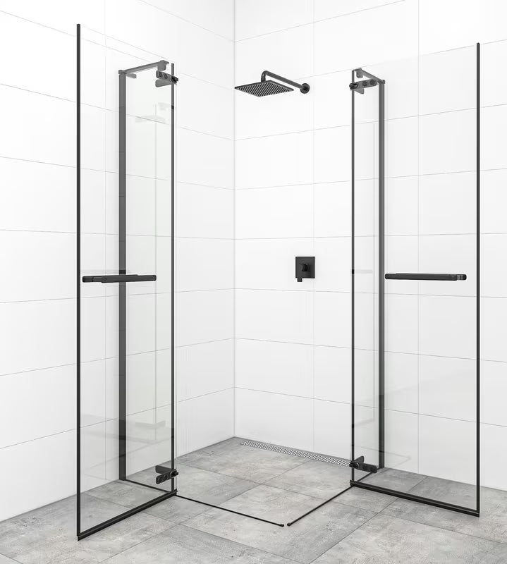 Sprchové pantové dveře SAT Tgd New 120 cm v černé matné s čirým sklem a úpravou Easyclean