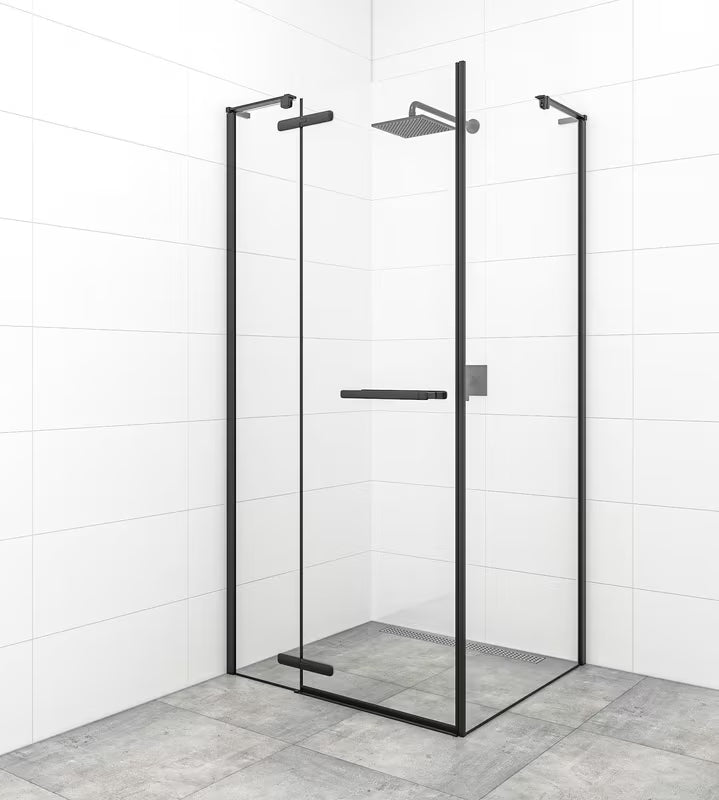 Sprchové pantové dveře SAT Tgd New 120 cm v černé matné s čirým sklem a úpravou Easyclean