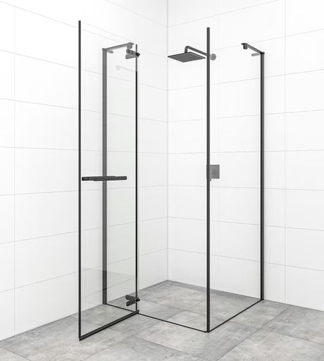 Tuš vrata na tečajih SAT Tgd New 120 cm v mat črni barvi s prozornim steklom in premazom Easyclean