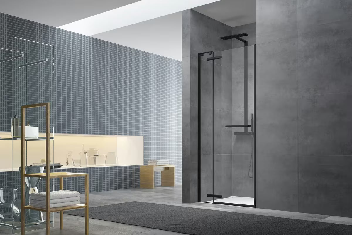 Sprchové pantové dveře SAT Tgd New 120 cm v černé matné s čirým sklem a úpravou Easyclean
