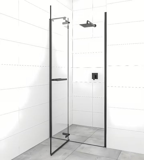 Sprchové dveře SAT Tgd New do niky 90 cm v černé matné barvě s čirým sklem